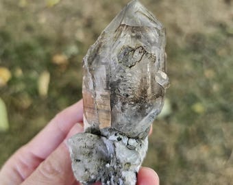 Rare! Enhydro Brandberg Smoky Phantom Fenster Quartz With Moving Bubble 79.5g 3&quot;