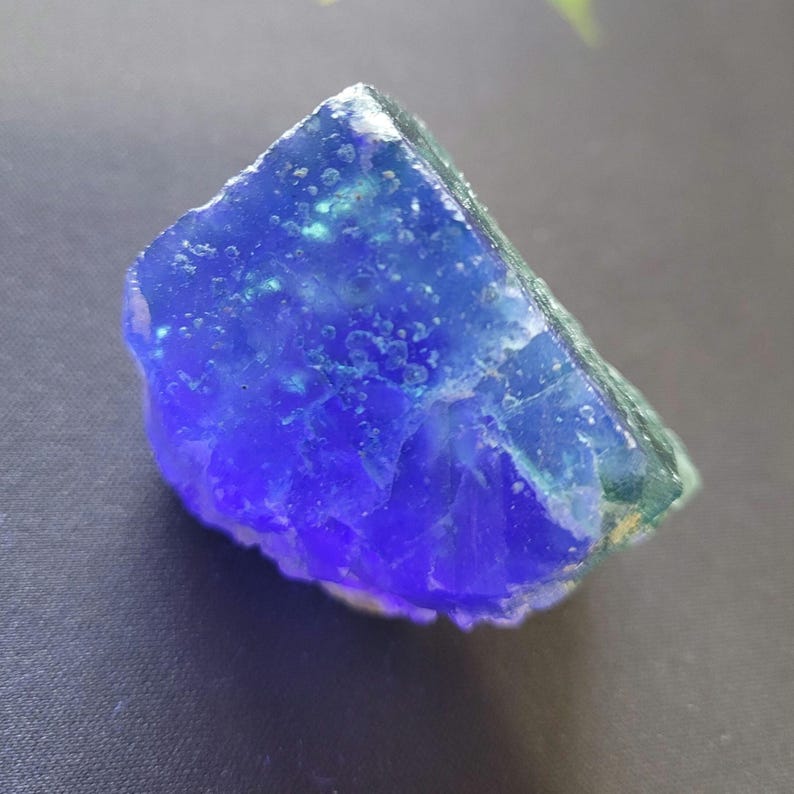 Rare Large Cube Fluorescent Green Blue Purple Fluorite Madagascar/UV Reactive Fluorite Cubes Specimen 76.6g 1.5"×1.25"