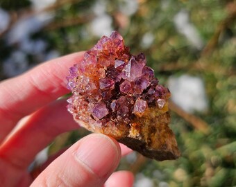 Rare Dark Purple Amethyst Quartz Cluster South Africa/Natural Amethystos Amethyst Plate 30.1g 2&quot;×1.25&quot;