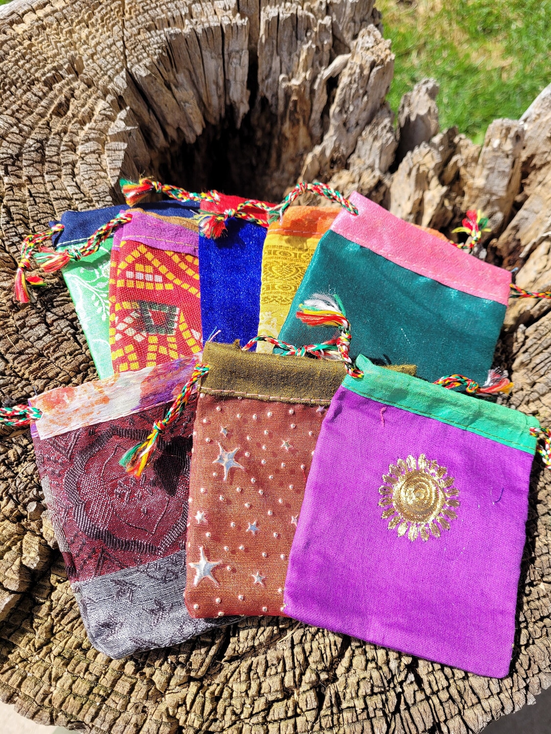 Tibetan Hand Made Drawstring Crystal Jewelry Pouch/random Color Pattern ...