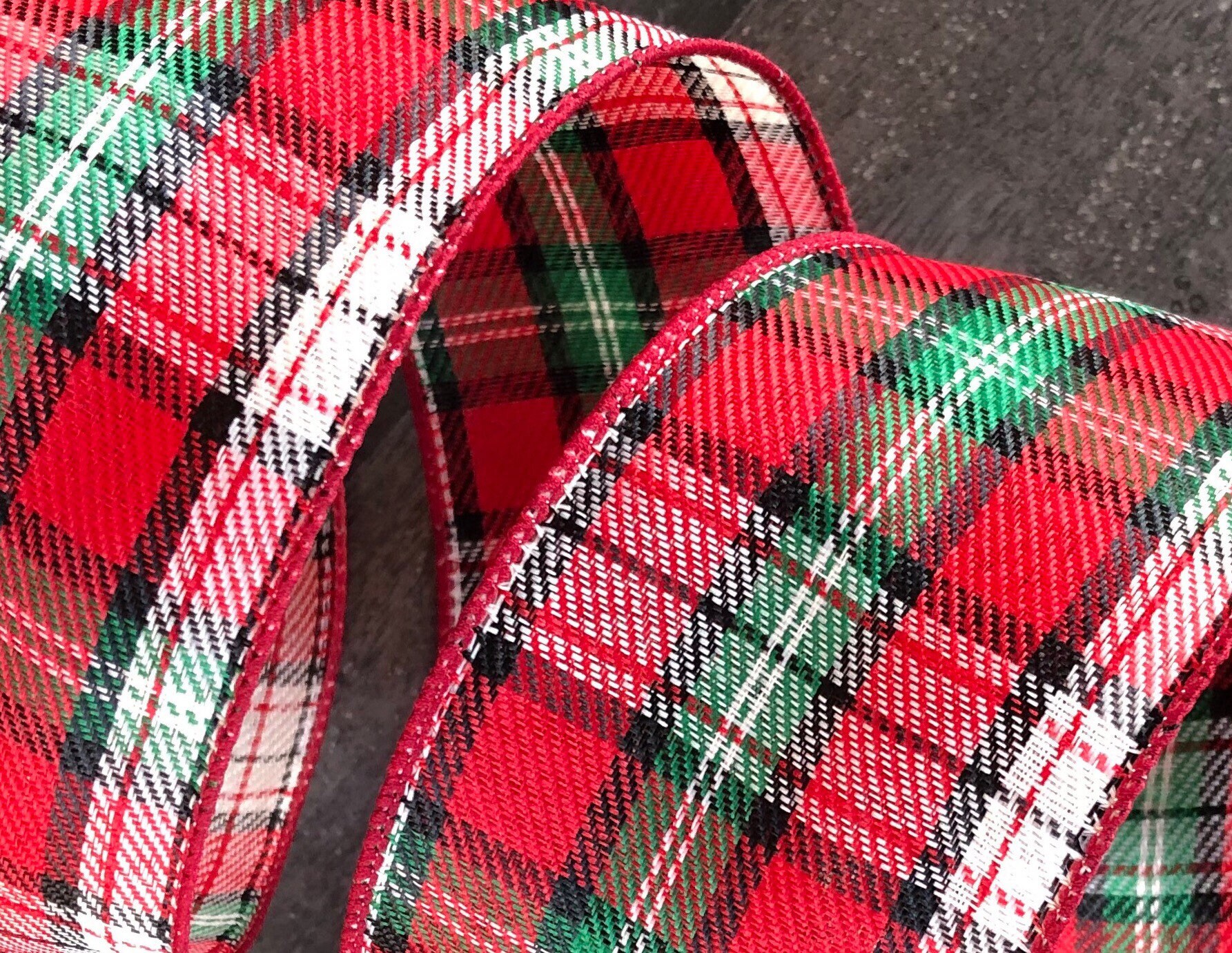 Wired Christmas Ribbon Red and Green Tartan Plaid 2 Etsy