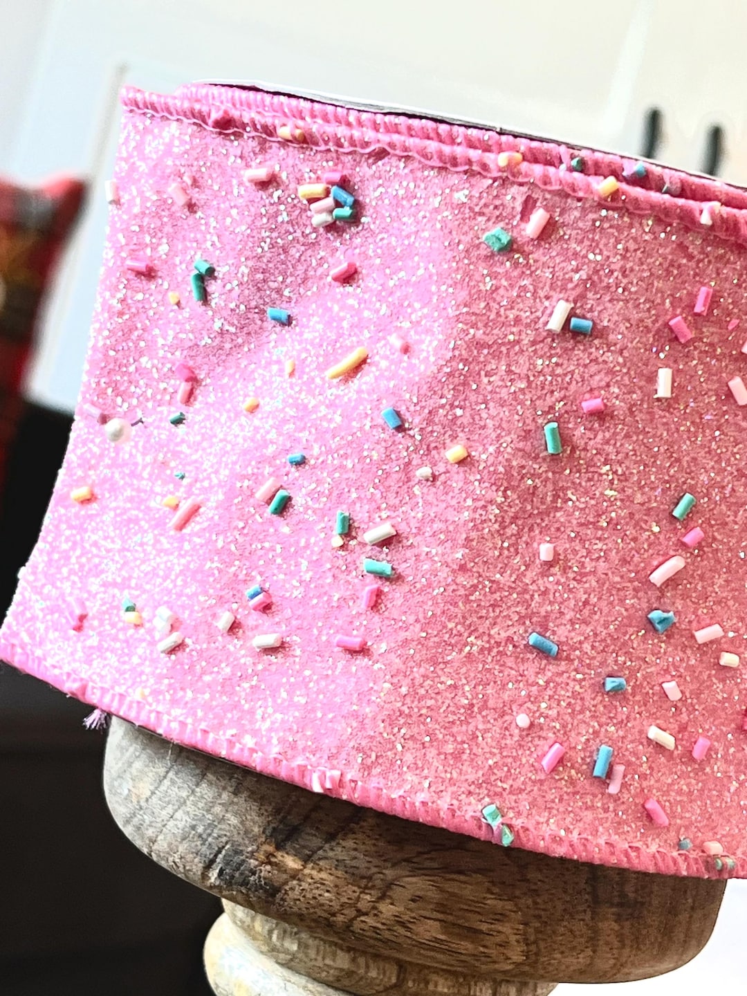 Sprinkle Ribon Pink Sprinkle Ribbon - Wired Edge - Girl Birthday & Gifting Ribbon - 3. ...