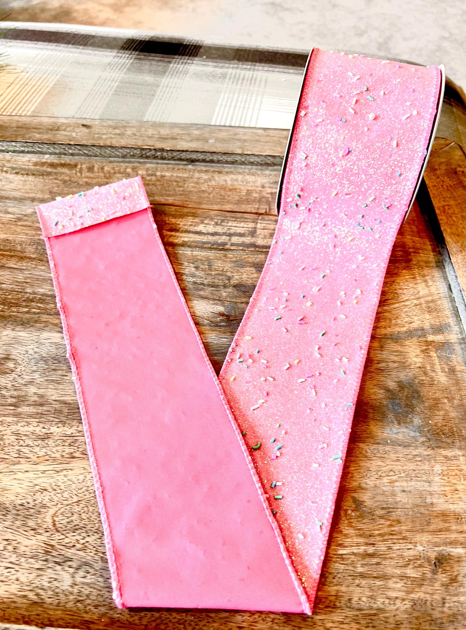 Sprinkle Ribon Pink Sprinkle Ribbon - Wired Edge - Girl Birthday & Gifting Ribbon - 3. ...