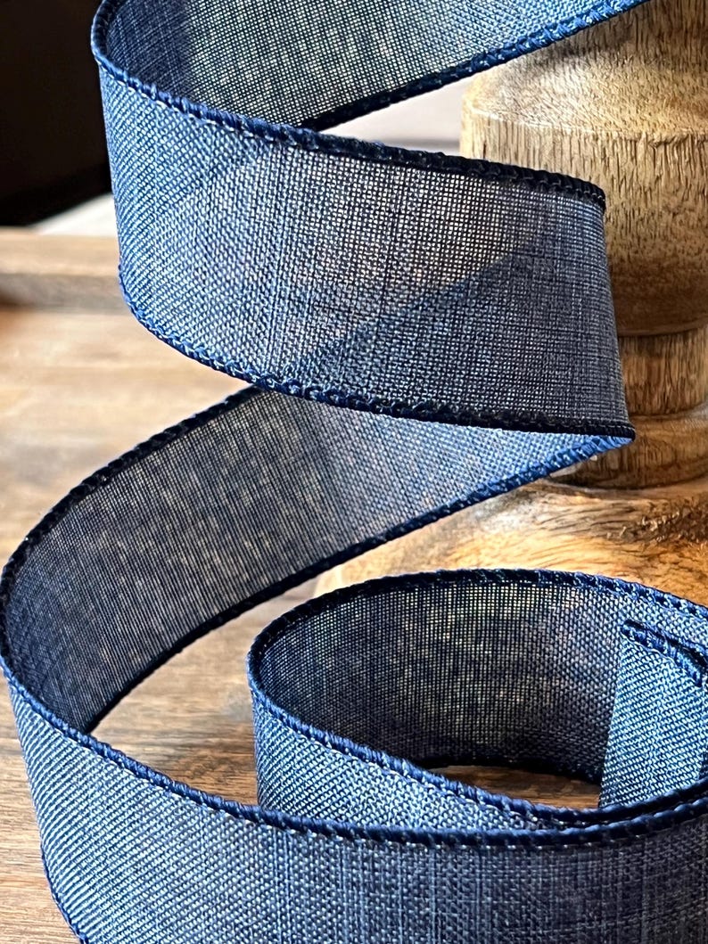 Denim Blue Wired Ribbon - 1.5