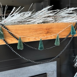 Vintage Vibe Bottle Brush Christmas Tree Garland -  12’ Long - Fireplace /Staircase Garland - Holiday Decor
