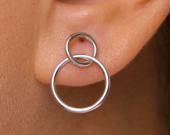 Double circle Earrings, Karma Earrings, Circular Earrings, Eternity circles Earrings, 925 Sterling Silver Double Circle Earrings