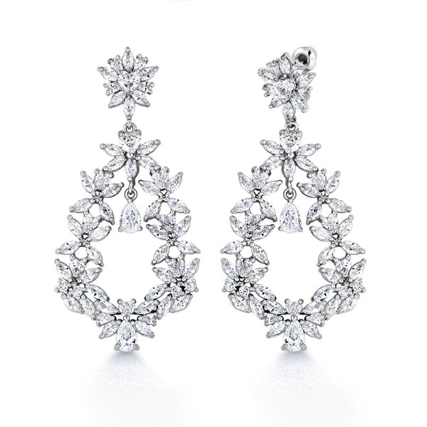 Boucles d’oreilles de mariage Marquise CZ de style victorien, boucles d’oreilles de mariée, boucles d’oreilles élégantes de mariage CZ, meilleures boucles d’oreilles pour mariées et braidesse