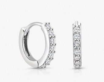 925 Sterling Silver Huggie, Hoop Huggie Earrings, Huggie, Hoop Earrings, Huggie Earrings, Cz Huggie, Silver Earring, Cz Earring