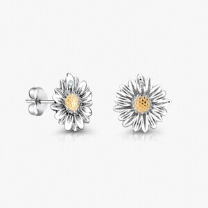 925 Sterling Silver Sunflower Earring and Necklace Set, Sunflower Cubic ...