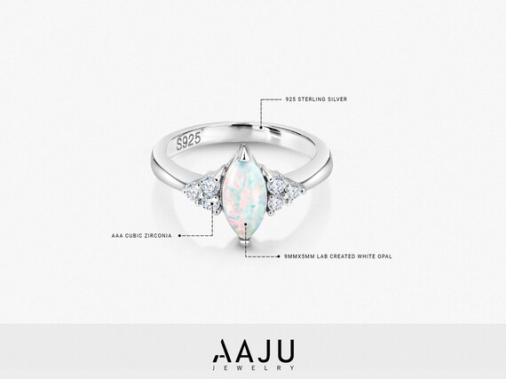 Sterling Silver Marquise Lab Created Opal And CZ Ring Sterling Silver Marquise Lab Created Opal And CZ Ring