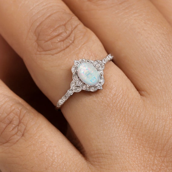 2021 New Design Square Opal Gemstone 925 Silver Rings Fine Jewelry