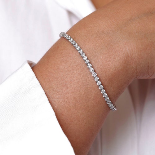 925 Sterling Silver Tennis Bracelet Cubic Zirconia Tennis Etsy