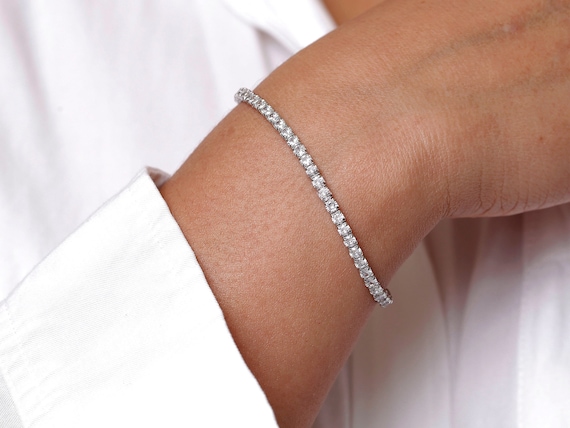 Cubic Zirconia Bar Bracelet Rhodium on Sterling Silver Sliding Adjustable Length Cubic Zirconia Bar Bracelet Rhodium on Sterling Silver Sliding Adjustable Length