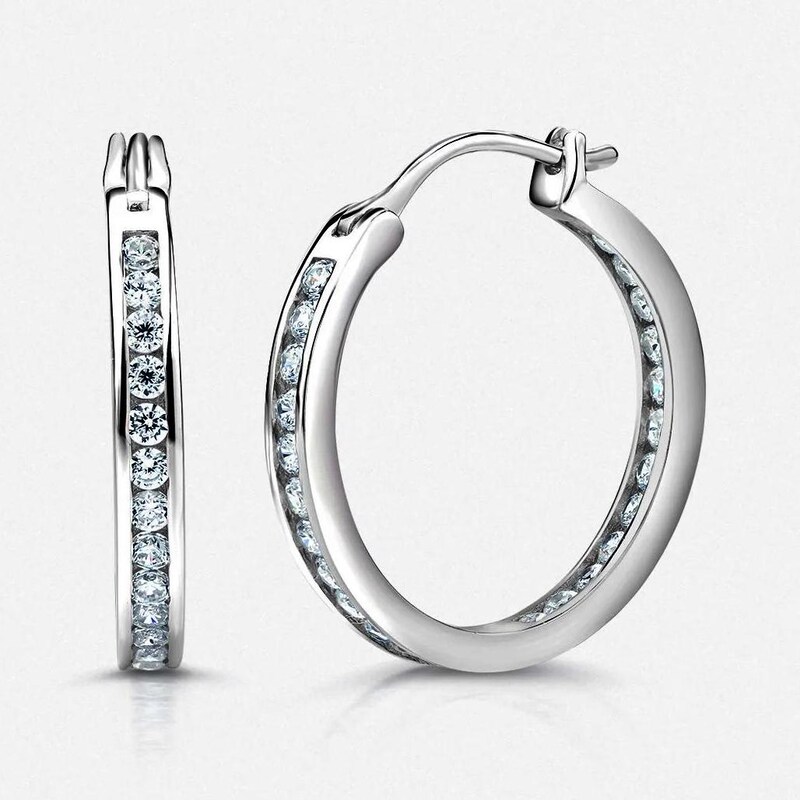 925 Sterling Silver Turquoise 14mm Hoop Earrings – Huggie Closure, Nickel-Free