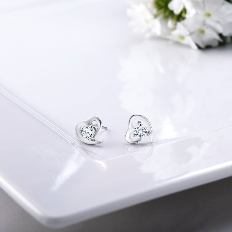 Women 925 Sterling Silver Round Shiny Balls Cubic Zirconia Stud Earrings Gift