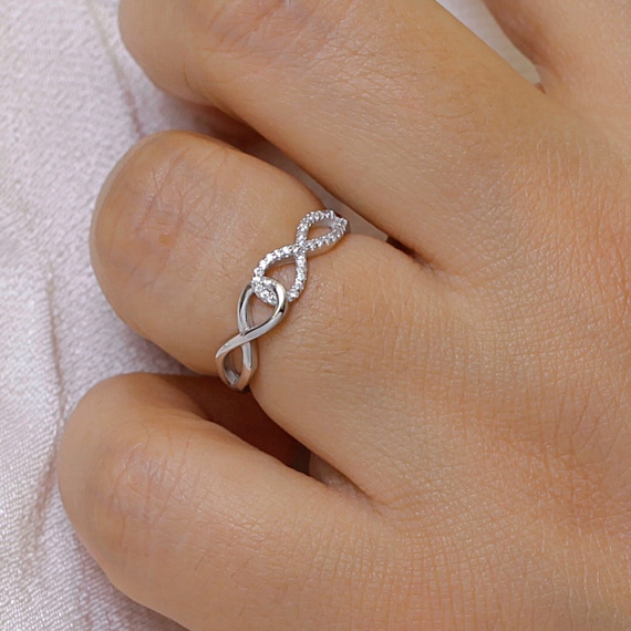 Cubic Double Infinity Ring in Sterling Silver Cubic Double Infinity Ring in Sterling Silver