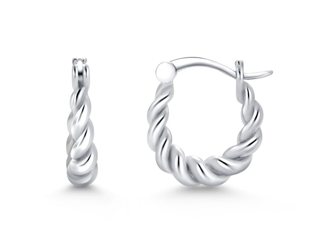 WP SILVER TWISTED OVAL OUTLINE STUD EARRINGS main image 1