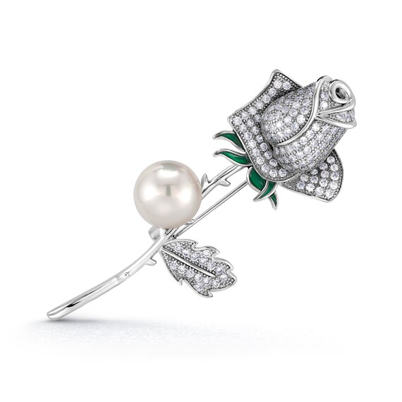 Cubic Zirconia & Pearl Brooch Cubic Zirconia & Pearl Brooch