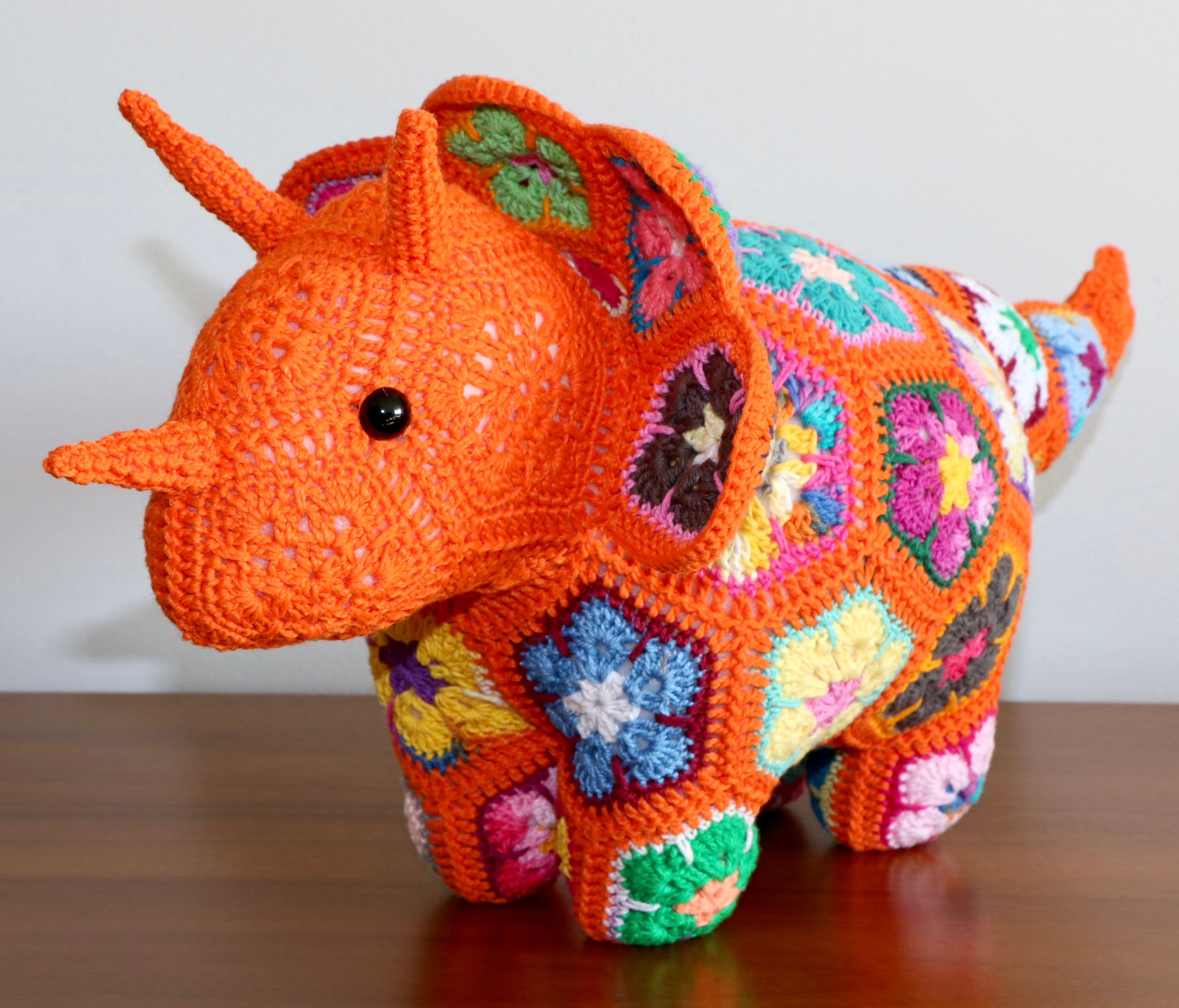 African Flower Crochet Triceratops Etsy
