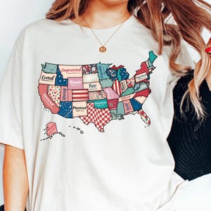 Amerika USA Karte T-Shirt, 4. Juli Sweatshirt, 4. Juli, Amerika Shirt, Patriotisches Shirt, Rot, Weiß und Blau, 4. Juli Geschenk