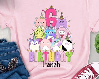 Personalized Squishmallow Birthday Girl Shirt, Cute Squishmallow Shirt, Squishmallow Girl Shirt, Squishmallow Happy Birthday Gift for girl