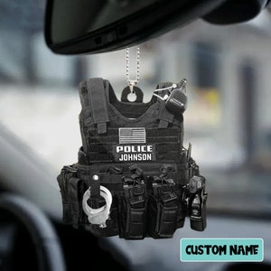 Personalized Police Bulletproof Vest Ornament Gift For Police, Police Gift, Police Vest Car Ornament, Police Uniform Flat Ornament