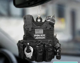 Personalized Police Bulletproof Vest Ornament Gift For Police, Police Gift, Police Vest Car Ornament, Police Uniform Flat Ornament