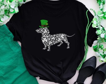 St Patricks Day Dachshund Shirt, Dachshund St Patrick's Day Shirt, Shamrock Dachshund Dog Shirt Gift For Dog Lover