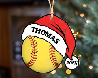 Personalized Softball Christmas Ornament, Sports Christmas Ornament