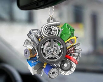 Customized Auto Repair Mechanic Ornament Acrylic for Mechanic, Auto Repair Mechanic keychain Gift for Him 2D Flat Keychain
