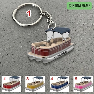 Customized Pontoon 2D Keychain, Pontoon Lover Gift, Pontoon Boat Keychain Ornament, Boat Float Keychain 2D Flat Ornament
