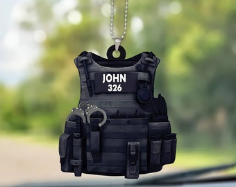 Personalized Police Bulletproof Vest Ornament Gift For Police, Police Uniform Flat Ornament 2D