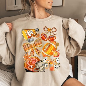 Football Coquette T-Shirt, Football Fall, Football Mom, Football Game Day, Fall Autumn Png, Floral Football Coquette Bow Tee