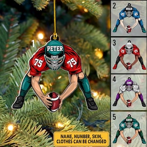 Personalized Football Player Ornament, Football Christmas Ornament Gift For Football Lover 2D Flat Ornament