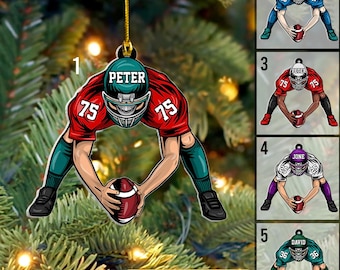 Gepersonaliseerde voetbalster ornament, voetbal kerstornament cadeau voor voetballiefhebber 2D plat ornament
