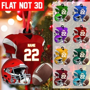 Custom Football Player Uniform Personalized Ornament For Football Player, Gift For Football Lovers 2D Flat Ornament