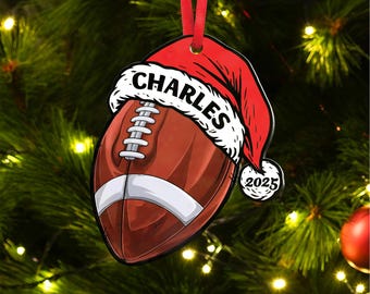 Personalized Football  Christmas Ornament: Sports Christmas Ornament