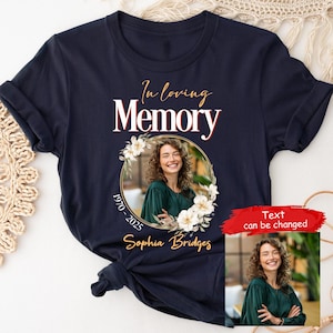 Kundenspezifisches Foto-Erinnerungs-Shirt, personalisiertes Namensjahr-Gedenk-T-Shirt, Ruhe in Frieden Shirt