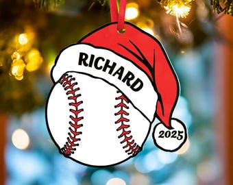 Personalized Baseball  Christmas Ornament, Sports Christmas Ornament