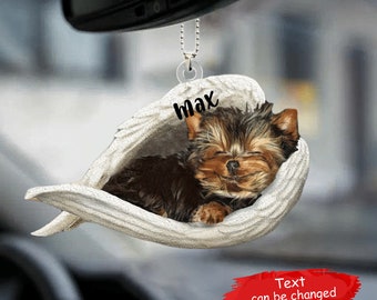 Personalized Yorkshire Terrier Angel Car Ornament In The Wings Ornament, Memorial Dog Gifts