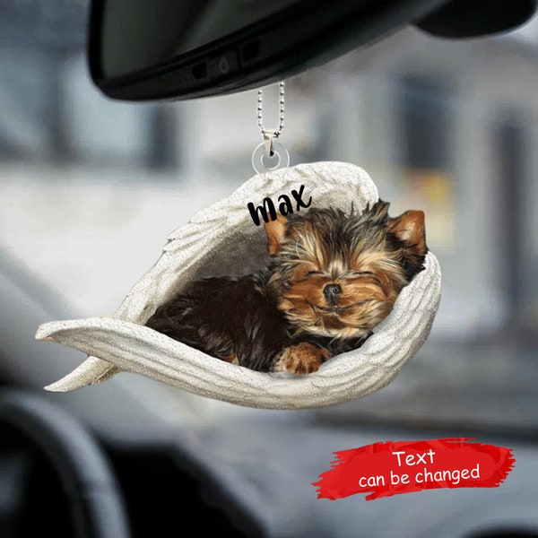 Personalized Yorkshire Terrier Angel Car Ornament In The Wings Ornament, Memorial Dog Gifts