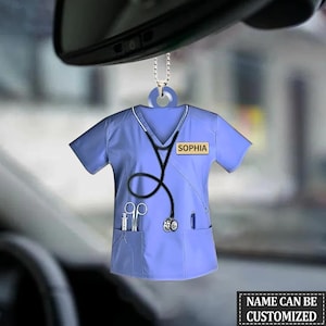 Personalized Nurse Scrubs Ornament, Nurse Uniform Car Ornament, Nurse Gift For Nurse Flat Ornament