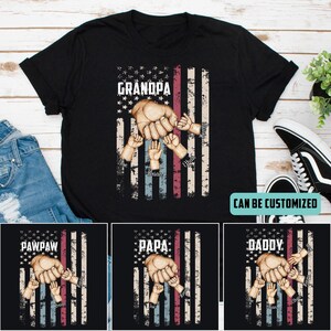 Customized Grandpa American Flag, Fist Bump Names Father&#39;s Day 4th of July First Gift for Dad Poppop Pop Papa with Grandkids Names