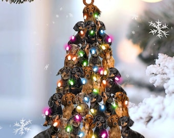 Dachshund Lovely Tree Christmas Ornament, Dachshund Christmas Tree Ornament, Dachshund Christmas, Dachshund Lover Gift 2D Flat Ornament
