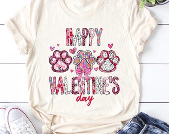 Pfoten Valentinstag Shirt, Pfotenabdruck Valentinstag Shirt Geschenk für Hundeliebhaber