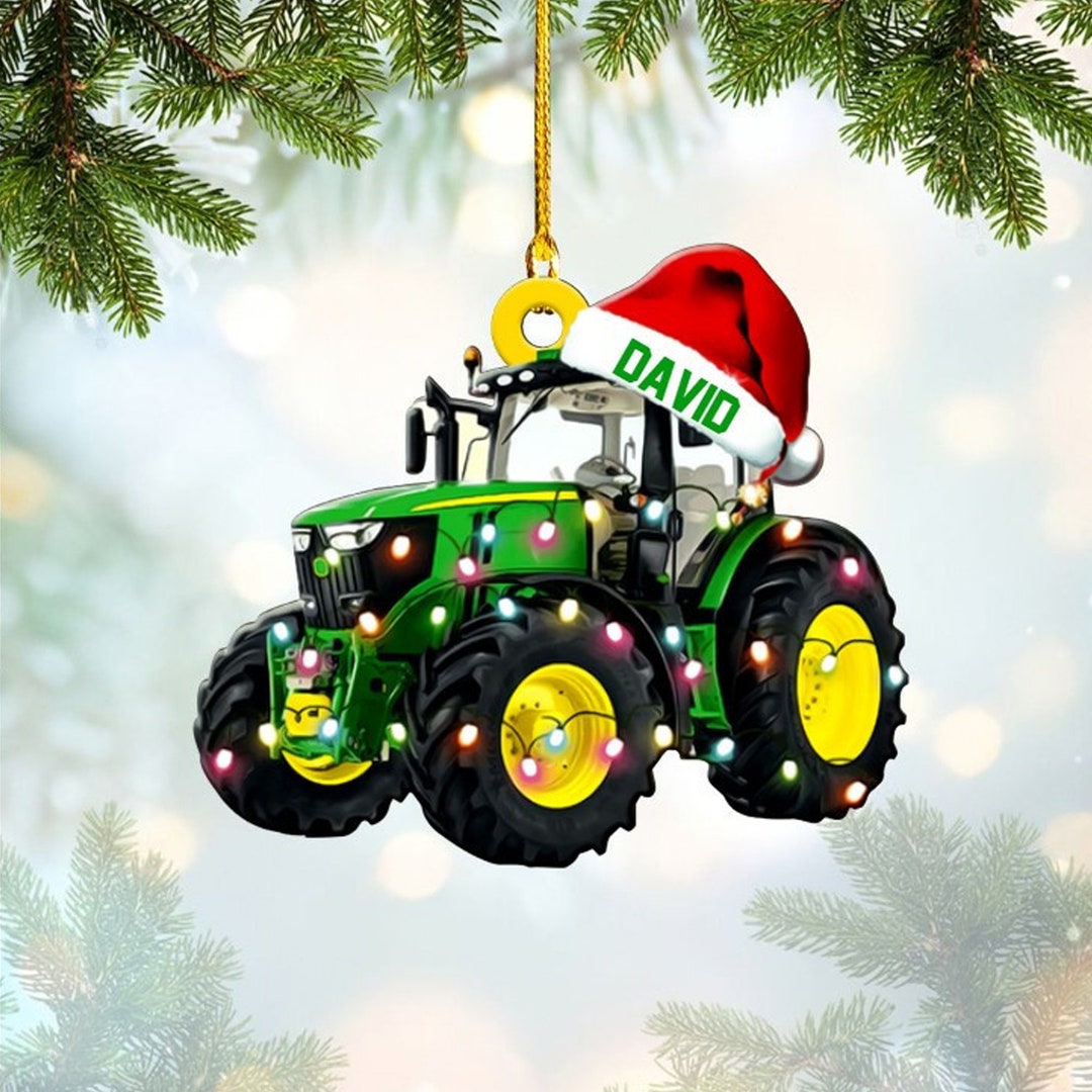 Personalized Tractor Christmas Ornament, Tractor Flat Ornament, Custom