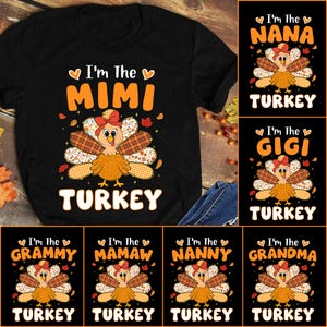 Maglietta personalizzata &quot;Sono la nonna tacchina&quot;, maglietta &quot;Nonna tacchina civettuola&quot; per ringraziare, regalo del Ringraziamento per la nonna Mimi Nana Gigi