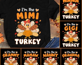 Personalized I'm The Grandma Turkey Shirt, Coquette Turkey Grandma Thankful Shirt, Mimi Nana Gigi Grandma Thanksgiving Gift