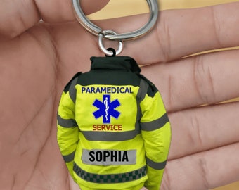 Personalized Paramedic Uniform 2D Keychain, Paramedical Service Keychain, Paramedic Gift, EMT Gift, Paramedic Car Ornament