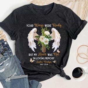 Personalisiertes Erinnerungs-T-Shirt, benutzerdefiniertes Foto in liebevoller Erinnerung Gedenkbeileidgeschenke für den Verlust des Familienhemdes